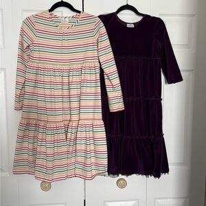 Hanna Andersson Multicolor Striped and Purple Dress Set Size 12 (girls)